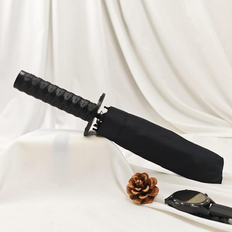 Samurai Sword Design Foldable Umbrella, 1 Count Portable Windproof Umbrella, Durable Foldable Umbrella for Outdoor Travel, Wind Resistant Umbrella