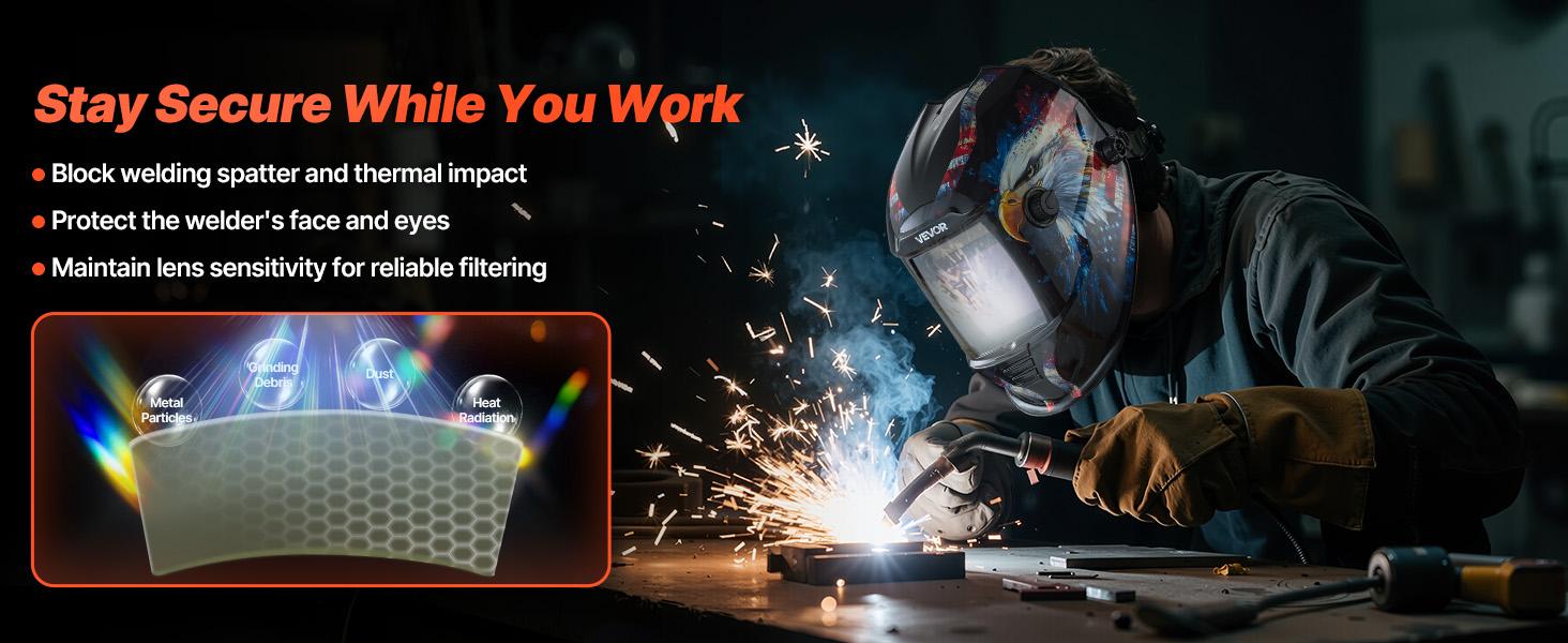VEVOR Heat Resistant Arc Welding Helmet Outer Cover Lens, 20PCS 4.76in x 4.65in Quick Installation Outside Replacement Covers for VEVOR CRIUS/METIS Series Auto Darkening Helmets