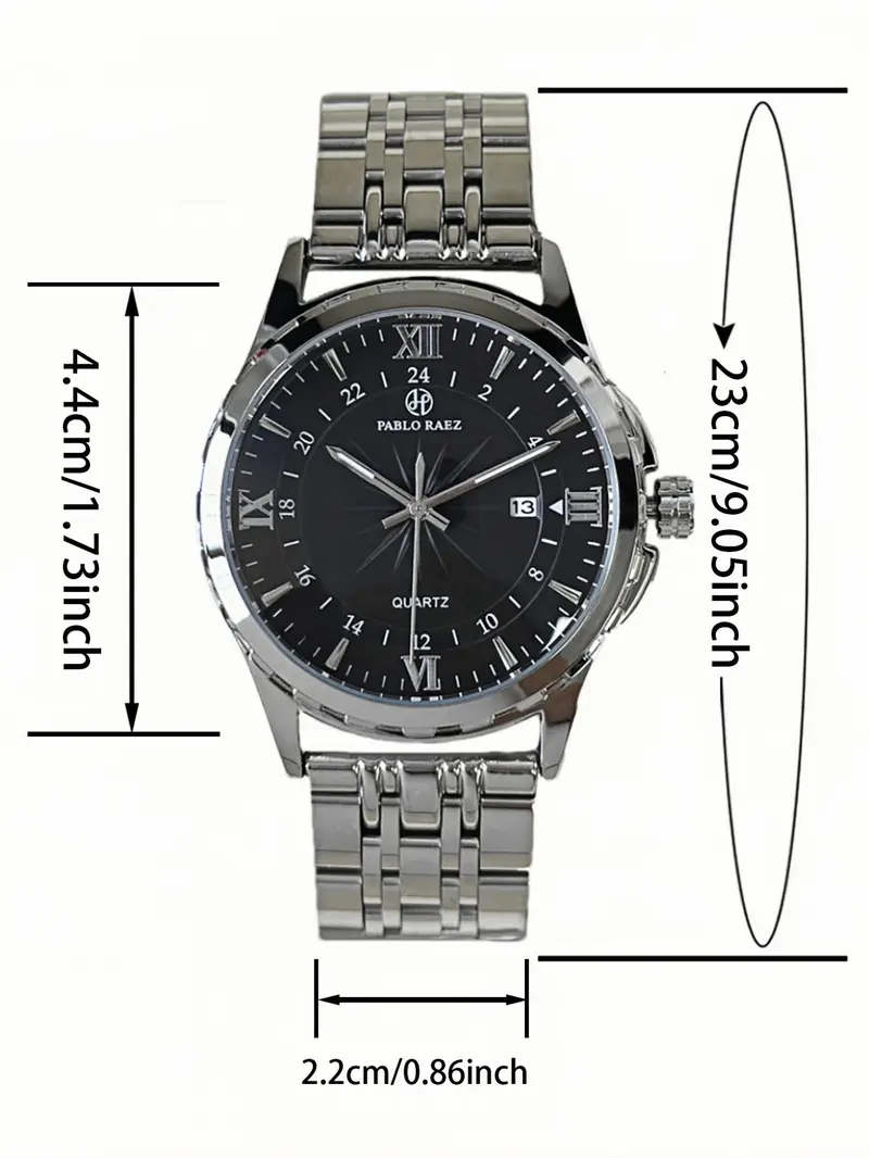Men's Business Fashion Round Dial Analog Quartz Stainless Steel Watch, Fashion Watch for Party, Daily Clothing Decor, Trendy All-match & Exquisite Watch for Birthday Gift with Box