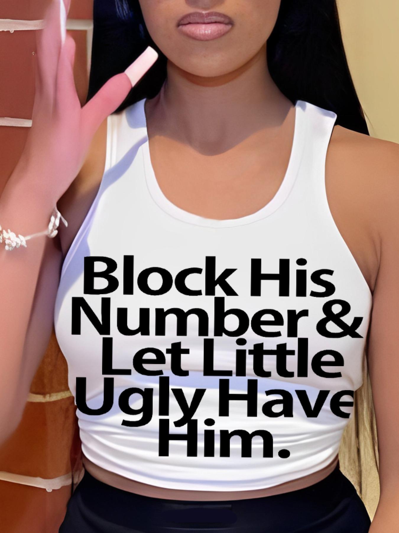 Women's Letter Print Round Neck Tank Top, Summer Clothes Women, Fashion Casual Sleeveless Top for Daily Outdoor Wear, Women Top Clothes for Summer