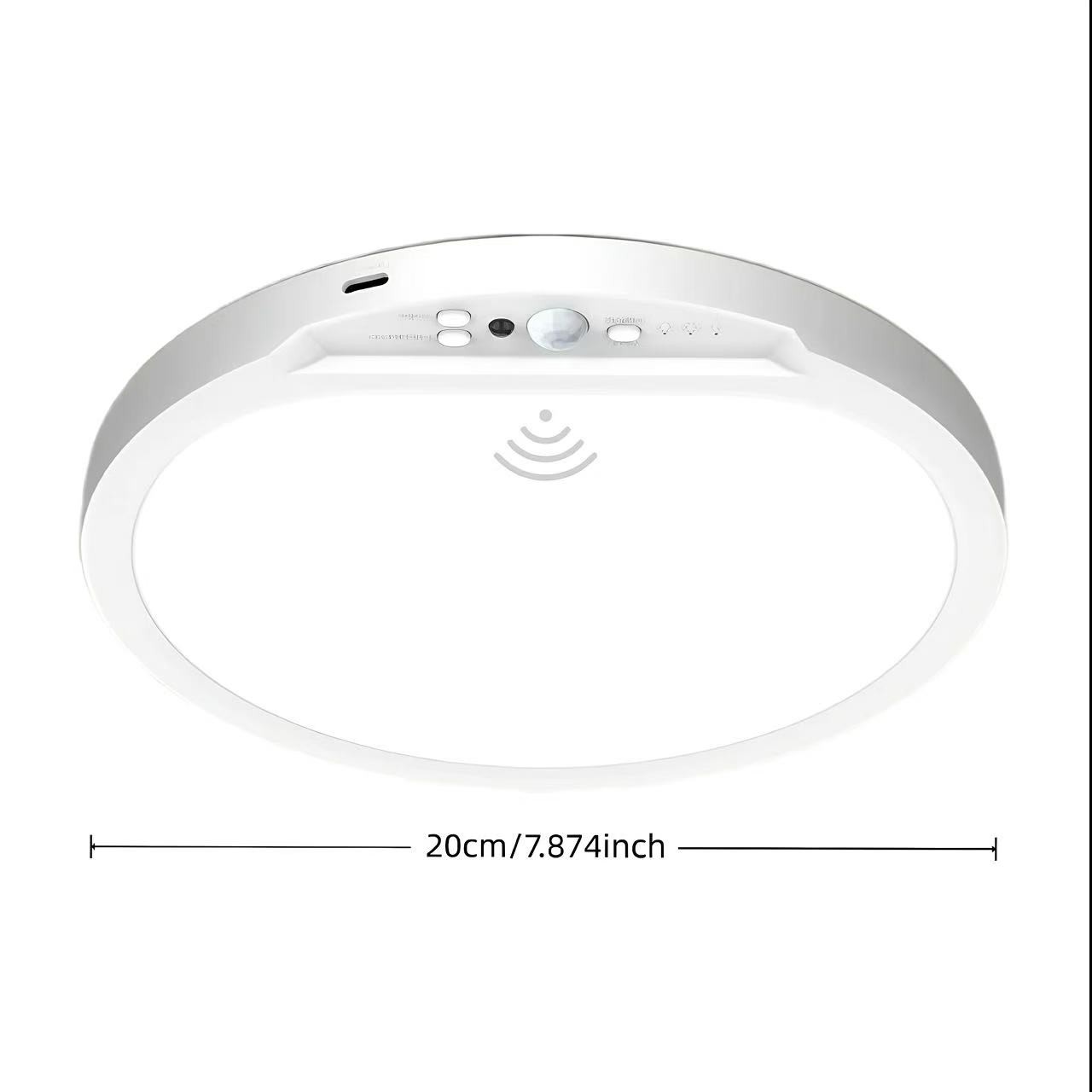 Magnetic rechargeable motion sensor ceiling light with remote control, 8000mAh, three level brightness adjustment, Lighting modes adjustable, no wiring required, battery powered, USB charging, suitable for wardrobes, showers, stairs, sheds, corridor