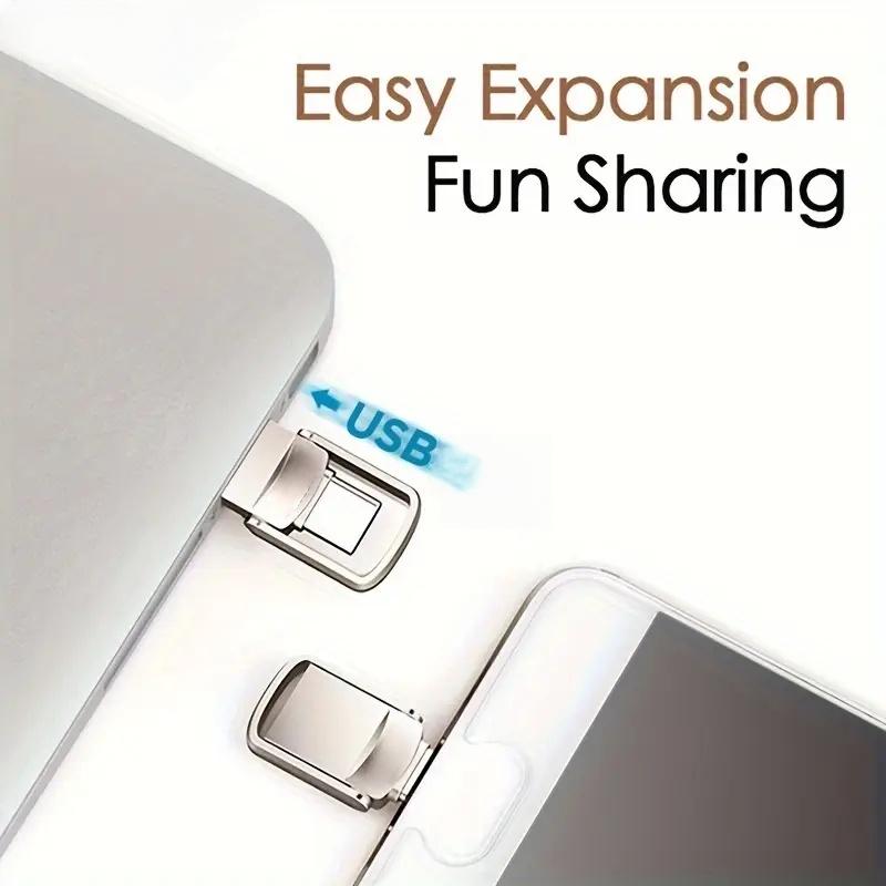 Dual Interface High-Speed Mini USB 2.0 Flash Drive, USB Flash Drives, 128GB/100GB/64GB/32GB Options, Portable for Computer, Mac, Smartphone, Tablet, Type-C/USB Portable Pen Drive, New MacBook, High-Speed USB Memory Stick Without Battery