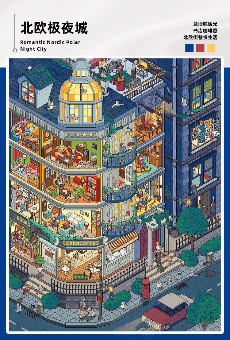 TiraDo Miniature Scene Collection Planner Stickers 3D Office Cubicle Diorama Stickers Cartoon Home Decoration for Bullet Journal Journaling Crafts Supplies