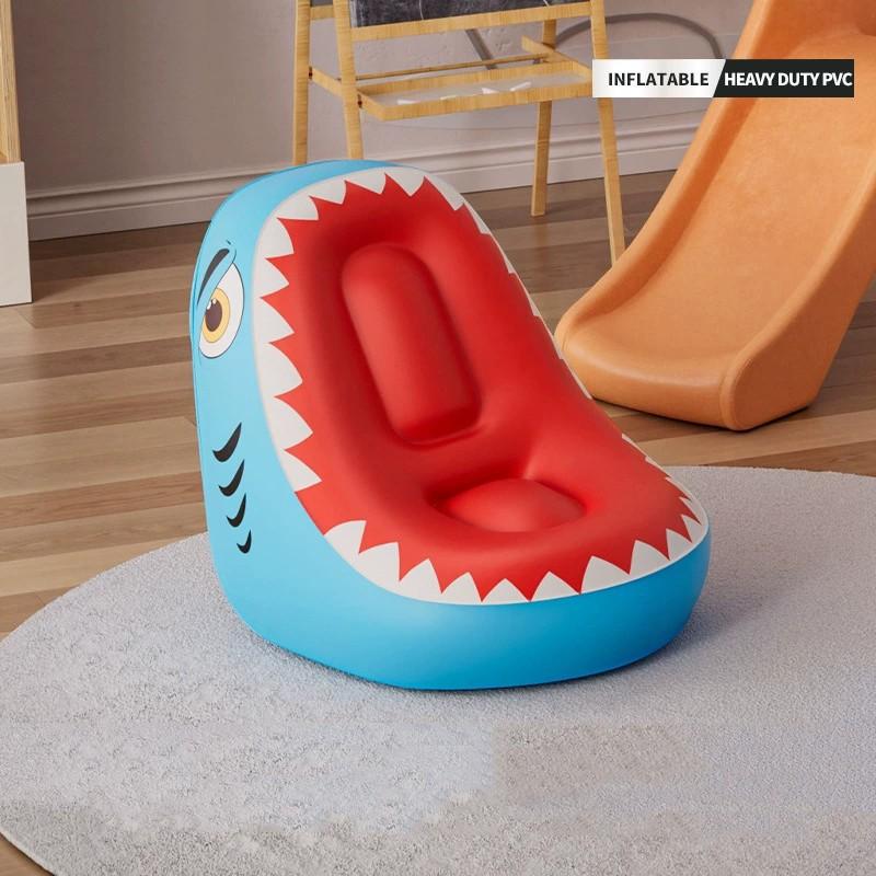 1pc Creative Shark Shape Inflatable Sofa, Indoor Outdoor Leisure Cartoon Shark Inflatable Small Couch, Self-Inflate, No Pump Included