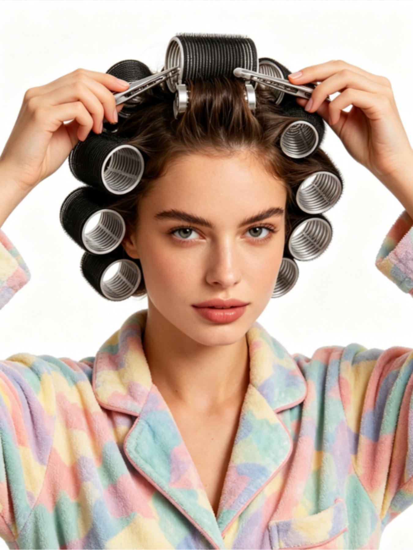 24 Pieces - 12 Jumbo Rollers and 12 Clips for Long Thick Hair Volume Brush Heatless Curling No Heat Curler Hair Tools Styling Tools