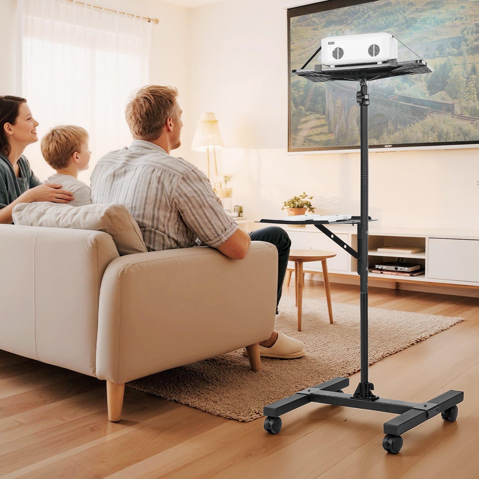 VEVOR Projector Stand, 2 Shelves Laptop Floor Stand, Projector Stands Table with Adjustable Height 33.86 to 53.54 inch, I-Beam Frame Projectors Stands Tripod for Meetings, Outdoor Movies, Video Stand VEVOR Projector Stand, 2 Shelves Laptop Floor Stand, Projector Stands Table with Adjustable Height 33.86 to 53.54 inch, I-Beam Frame Projectors Stands Tripod for Meetings, Outdoor Movies, Video Stand