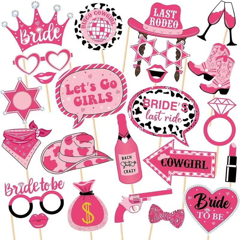 24-Piece Cowboy Photo Booth Props Set, Western Party Decorations, Texas Theme Birthday Party Supplies, Various Western Studio Props, Singles Party Decor