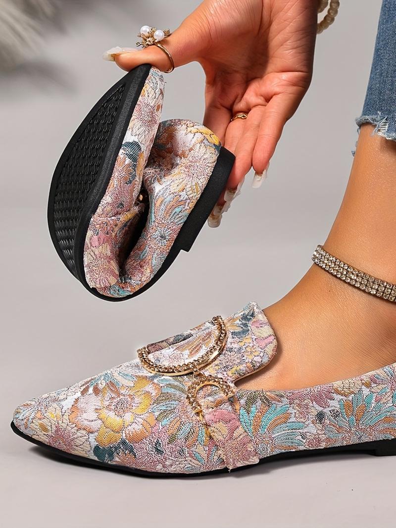 Women's New Floral Embroidered Flat Shoes, Rhinestone Decor, Pointed Toe, Low Heel, Comfortable, Anti-Slip, Durable, Casual All-Season Footwear, Flats Shoes Women's New Floral Embroidered Flat Shoes, Rhinestone Decor, Pointed Toe, Low Heel, Comfortable, Anti-Slip, Durable, Casual All-Season Footwear, Flats Shoes