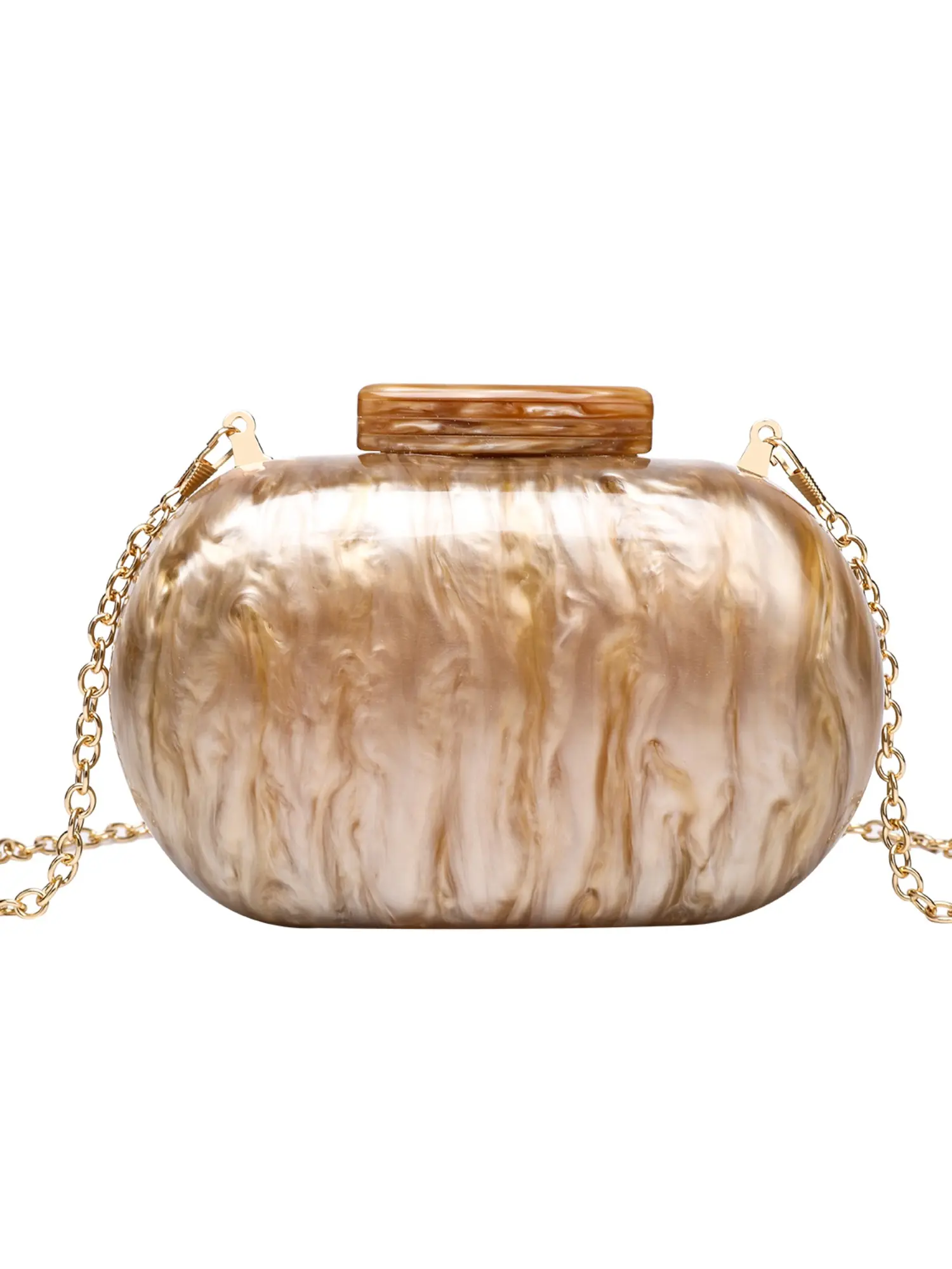 Acrylic Marble Amber Goose Egg Watercolor Box Clutch Shoulder Bag, Vintage Gold Chain Evening Bag for Parties Weddings Formal Occasions
