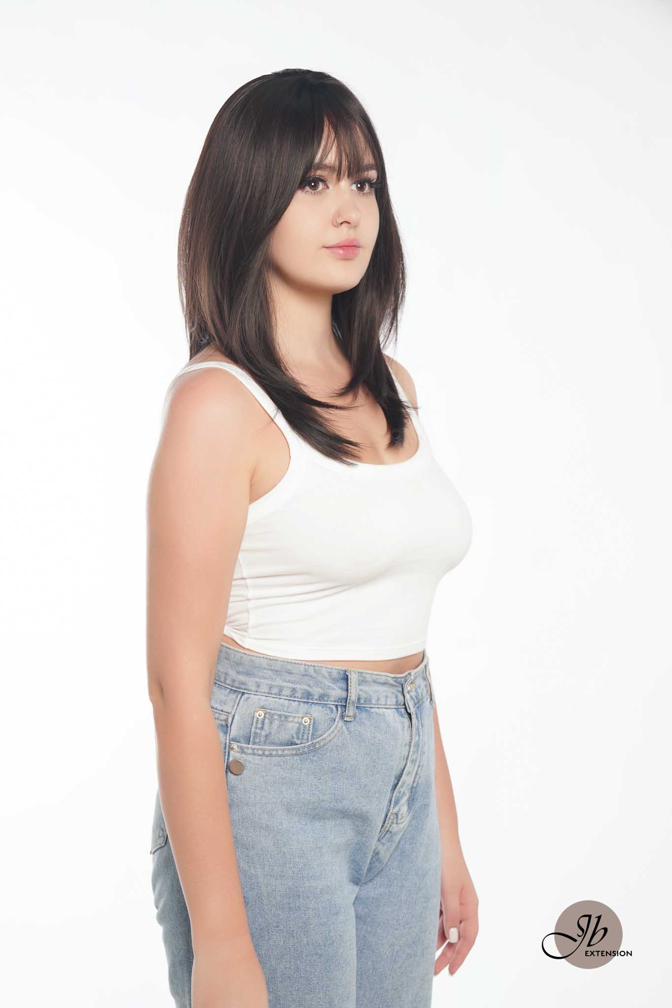 JBEXTENSION 20 Inches Scalpiana 3.5X4 Hard Silky Top Natural Scalp Effect Wig With Bangs LILA