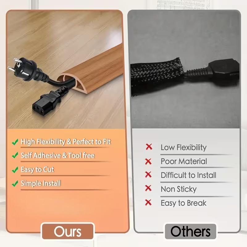 1meters Self-Adhesive Cable Protector - a Wire Management System for Walls And Floors, Easy to Install, Available in Multiple Colors, a Solution for Concealing Wires, Minimalist Aesthetic Wire Sleeves, Flexible Wire Covers
