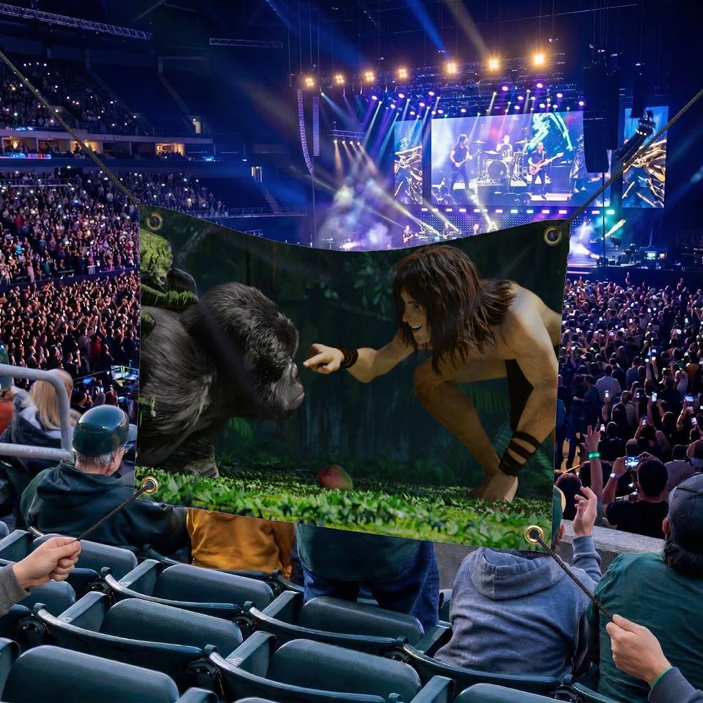 T-Tarzan CARTOON Flags Multi Size Atmosphere Flag, Cheerleading Hand Pulled Banner, Portable Outdoor Event Flag & Wall Decor for Sports, Parties, Home and Room Decoration