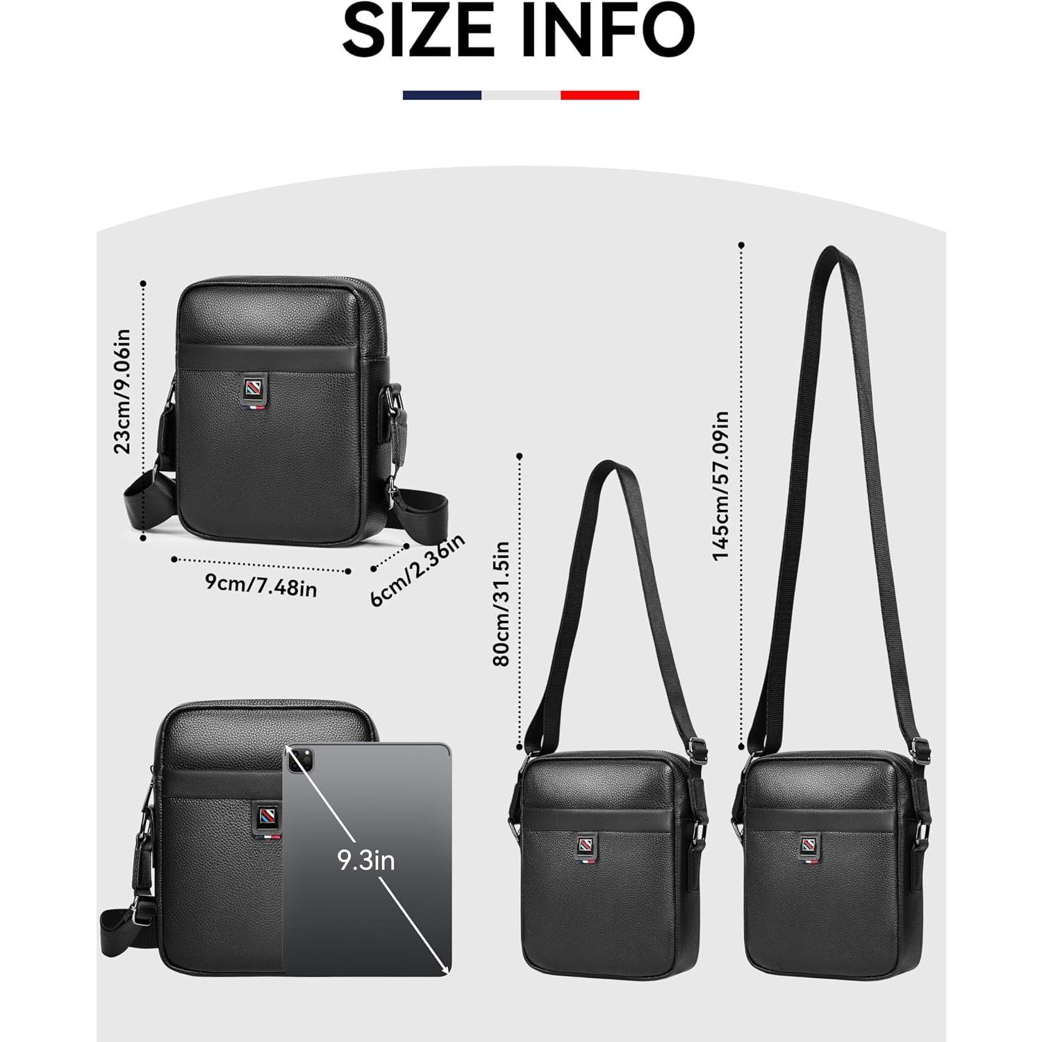 Men's Small Messenger Crossbody  Bag,,RFID | Satchel Purse Fits 7.9 In Tablet, Multi Pocket, Adjustable  Strap, Daily Work Carry Business Office Casual Travel Use