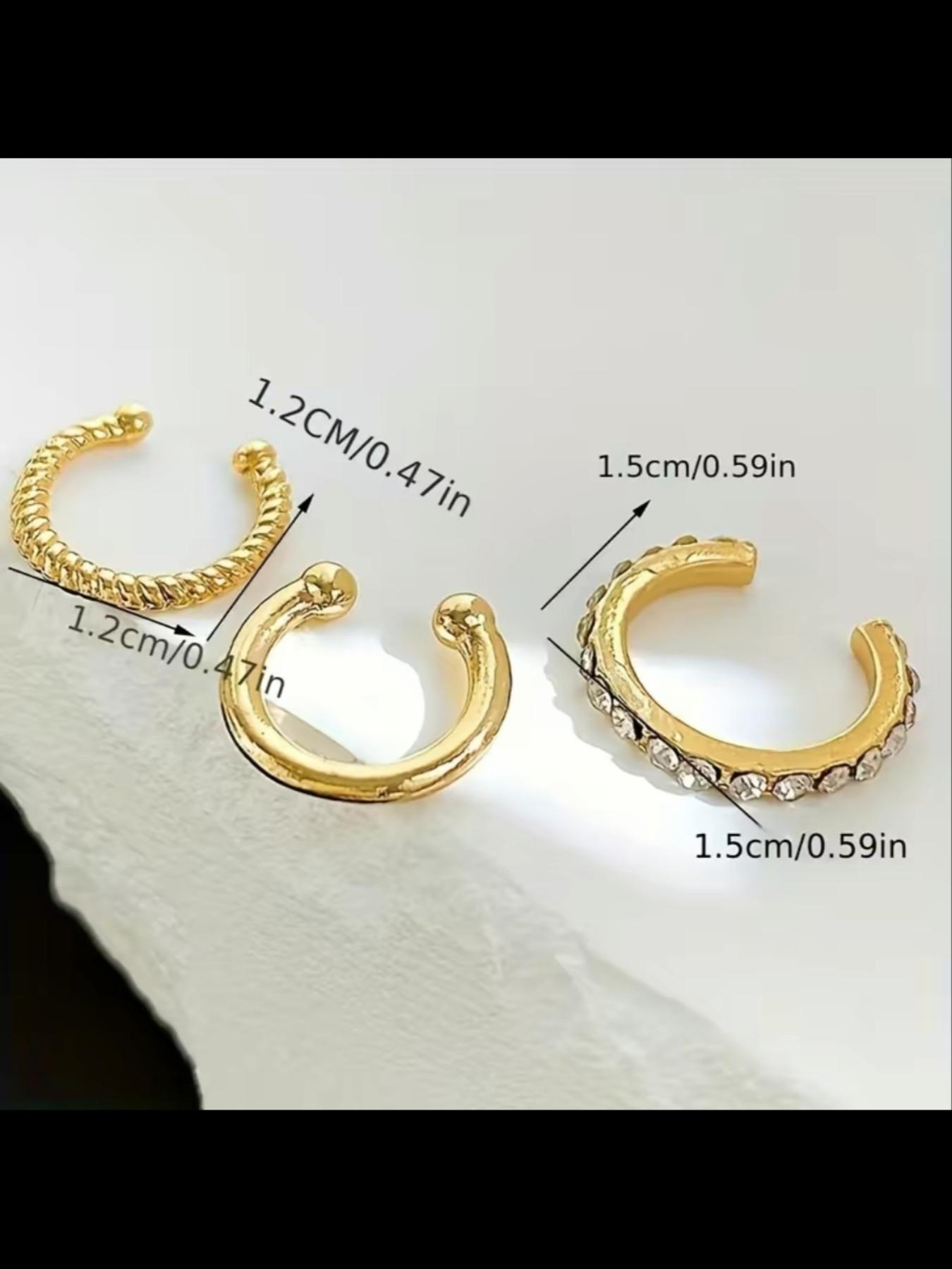 3Pcs Non-Piercing Ear Cuff Set - Minimalist  Stud Earrings, Clip-On Ear Cuffs for Women, Hypoallergenic Fake Earrings, Personalized Ear Jewelry,  Party，friends  Gift Idea, Simple Earrings