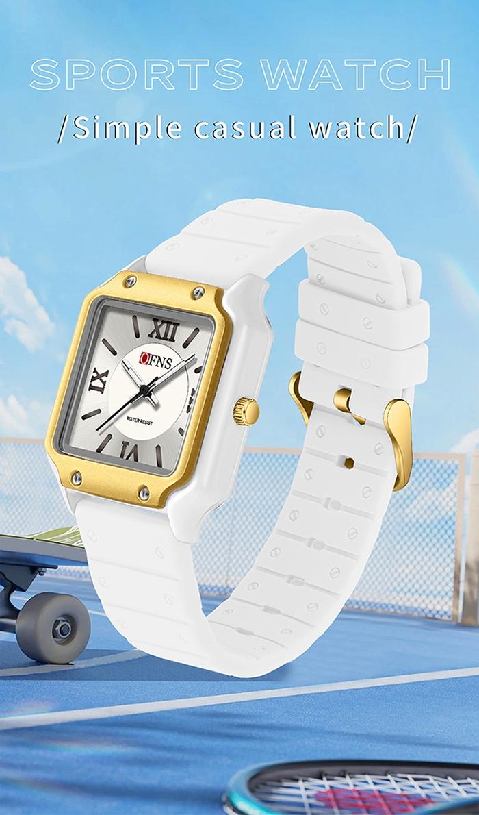 1Pcs brand fashionable square women's watch waterproof, soft and comfortable silicone strap women's watch, elegant watch suitable for women, casual women's watch, quartz simulated lady watch, suitable for mothers, daughters, female friends' birthday gifts