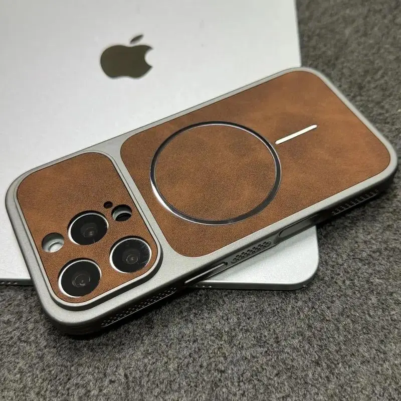 Eros Brand Luxury Leather Smartphone Casing for iPhone 17 Pro Max - Side Ventilation Holes, Skin-Feel Lambskin, Handheld Design, Easy-Access Buttons, Digital Device Protection Accessory, Accessories, Cellphone
