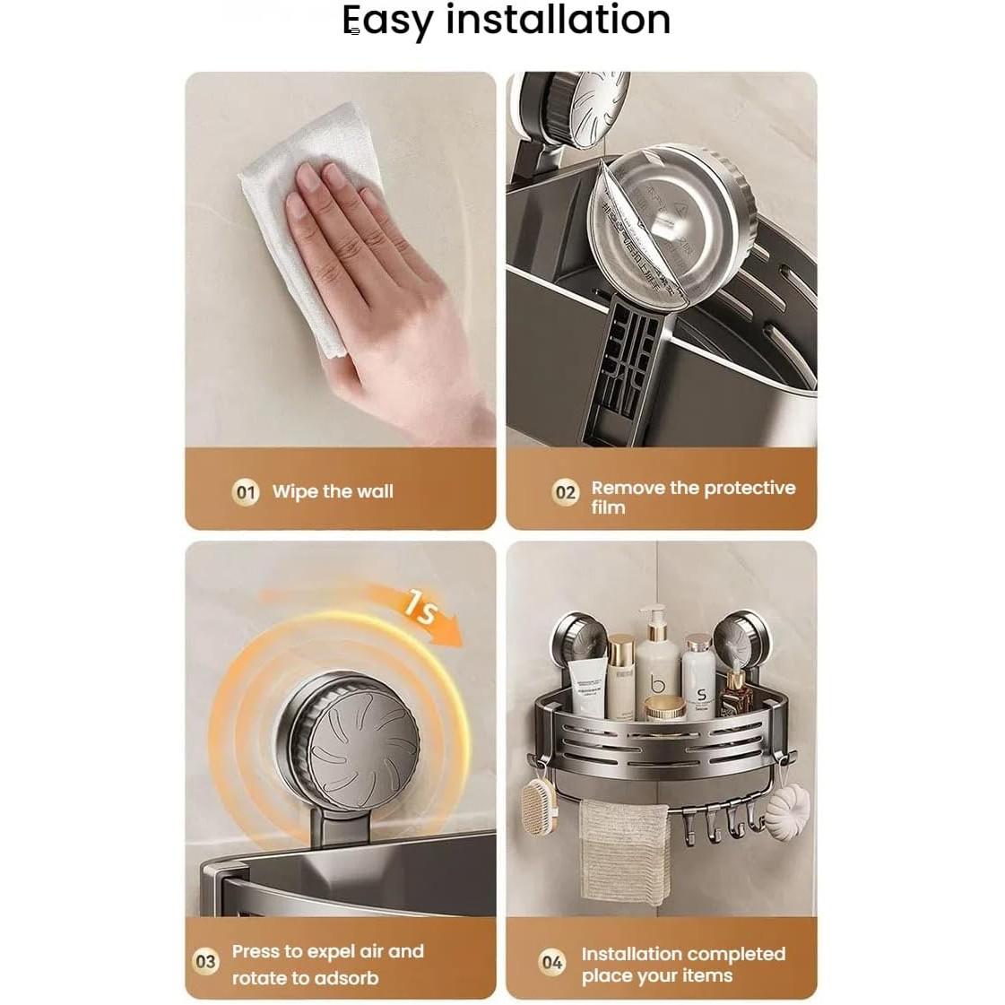 Adjustable Wall-Mounted Triangular Storage Rack, Rustproof Removable Organizational Basket for Bathroom/dorm, Corner Shelving Solution, Organiser