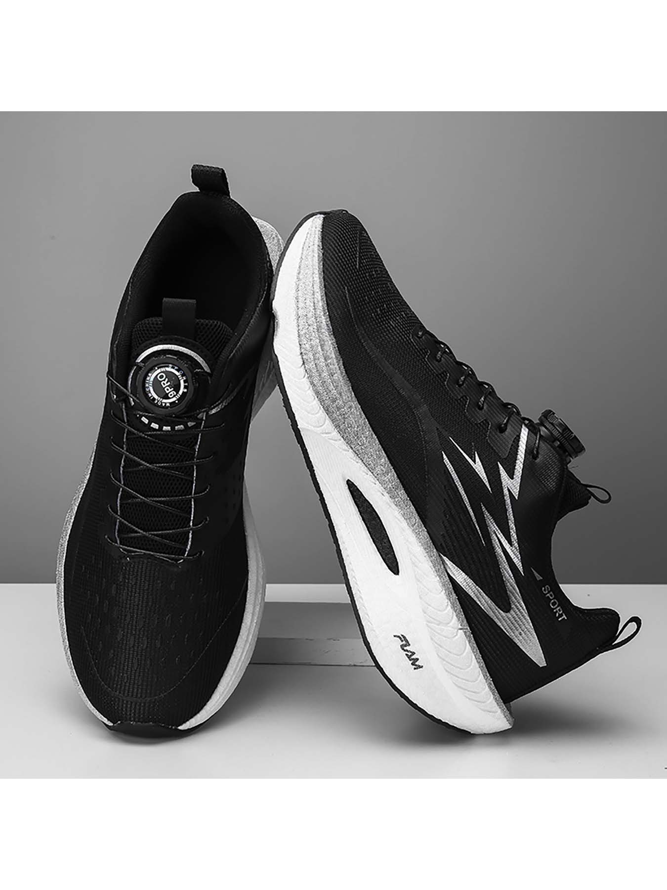 Men's Fashion Mesh Breathable Running Shoes, Shock Absorption Sporty Sneakers, Lightweight Anti-Slip Athletic Footwear