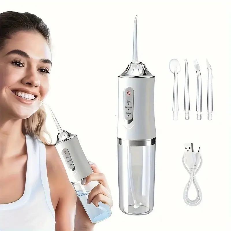 Smart Electric Oral Irrigator Water Flosser Portable 4 Sprays 3 Modes Rechargeable Dental Cleaning Spray Rinser