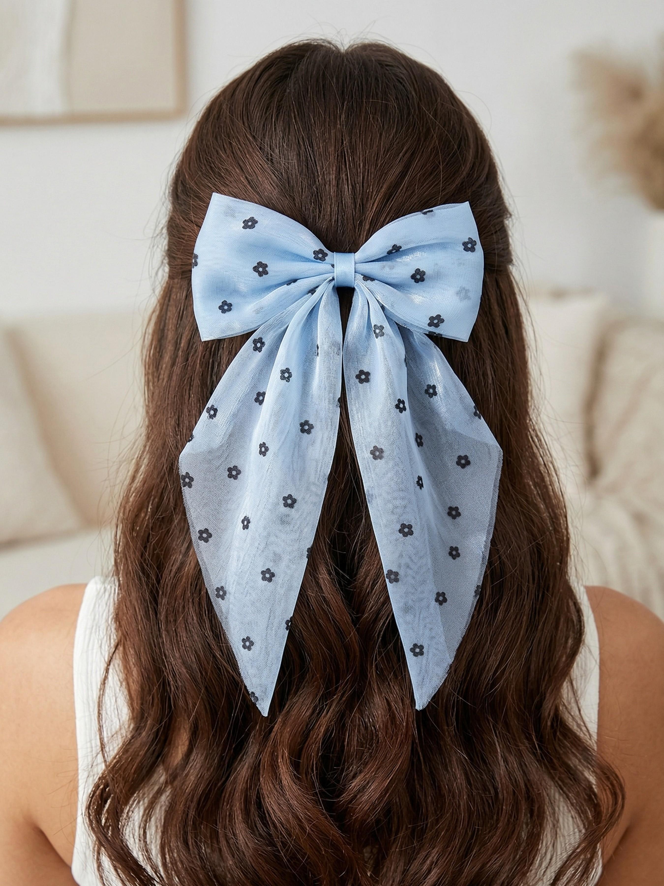 6/12/24/50pcs - Polka Dot Organza Bow Hairpins Set, Lace Silk Bow Hairpins, Duckbill Clips, Women's Headwear Accessories, Suitable for fashion-conscious girls, for daily outfits, parties, weddings as bridesmaids, school looks, etc.