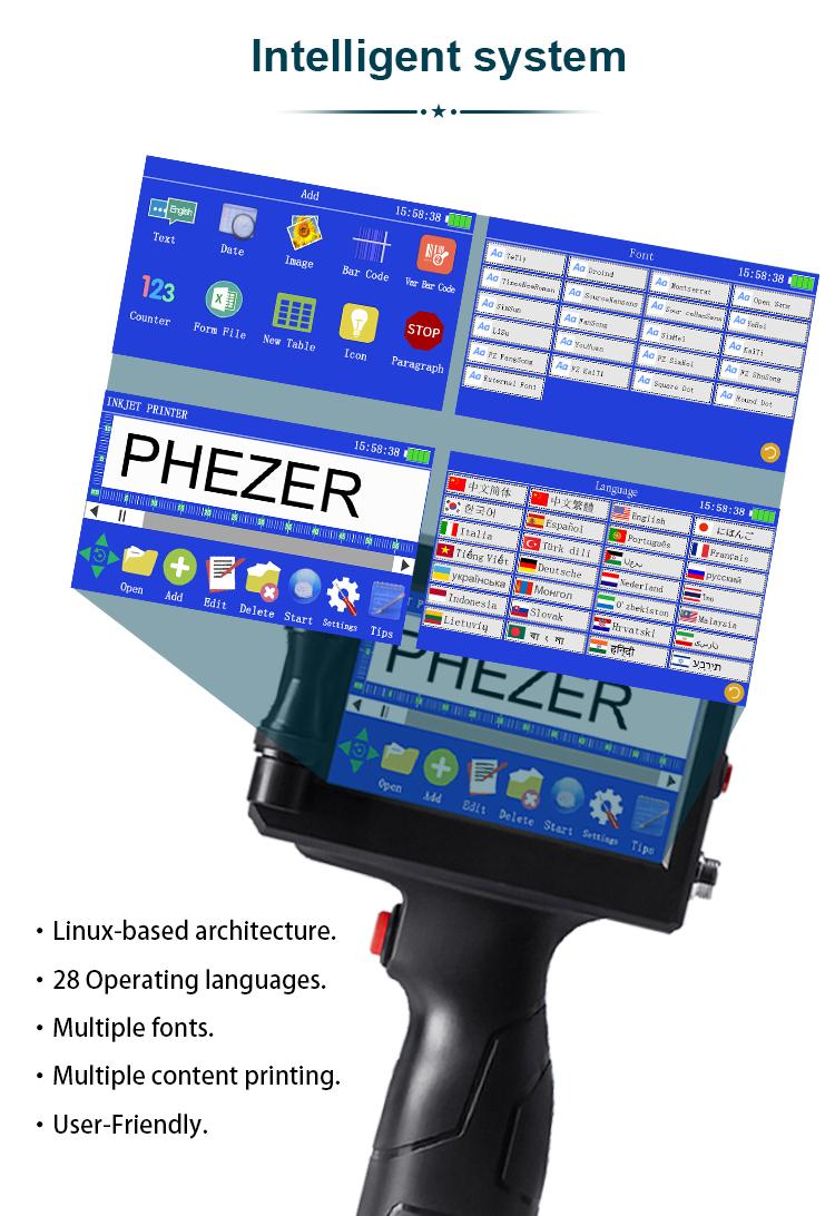Phezer P15 Handheld Inkjet Printer & Cloth Printing Machine Kit | 12.7mm Quick-Drying Coder Gun with PS127 Ink | 600DPI Portable Labeler for DIY, QR, Date on Fabric/Metal/Plastic (Includes Hard Case)