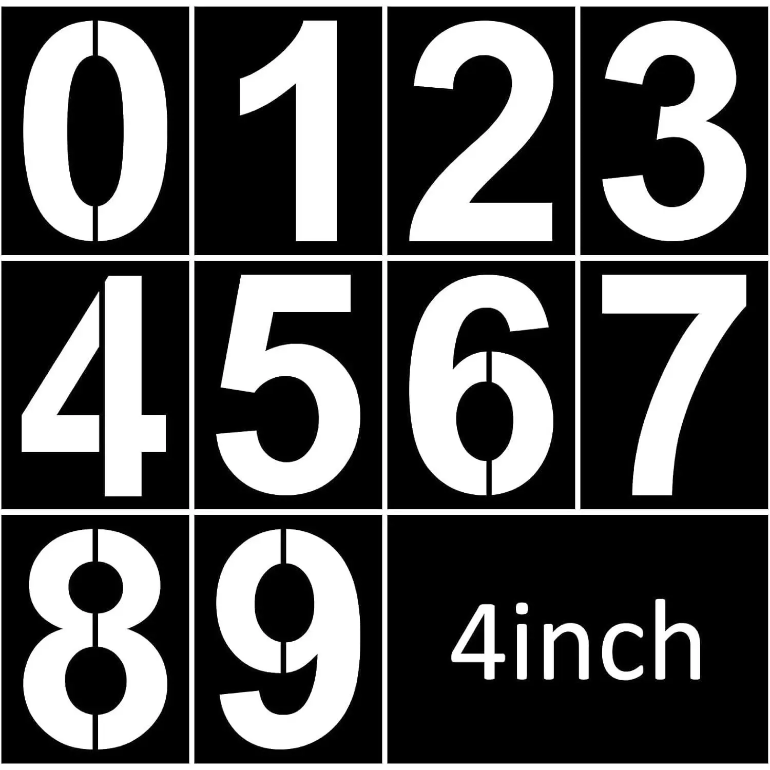 4 Inch Number Stencils Plastic Reusable Digital Painting Templates for Cake Address