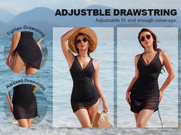 Blooming Jelly Tummy Control Mesh Sheer Sarong Wraps Women One Piece Swim Dress#TikTokShopHolidayHaul