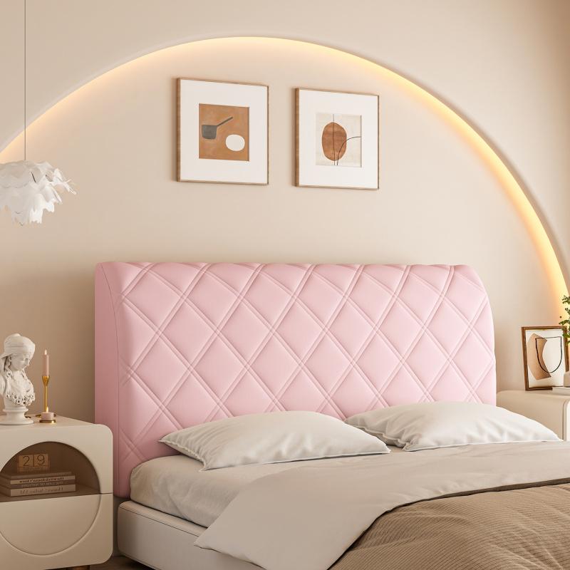 Diamond Grid Pattern Elastic Full Headboard Protector Cover, Polyester Material, Anti-Collision Dustproof Design, All Sizes, Soft Comfortable, Washable