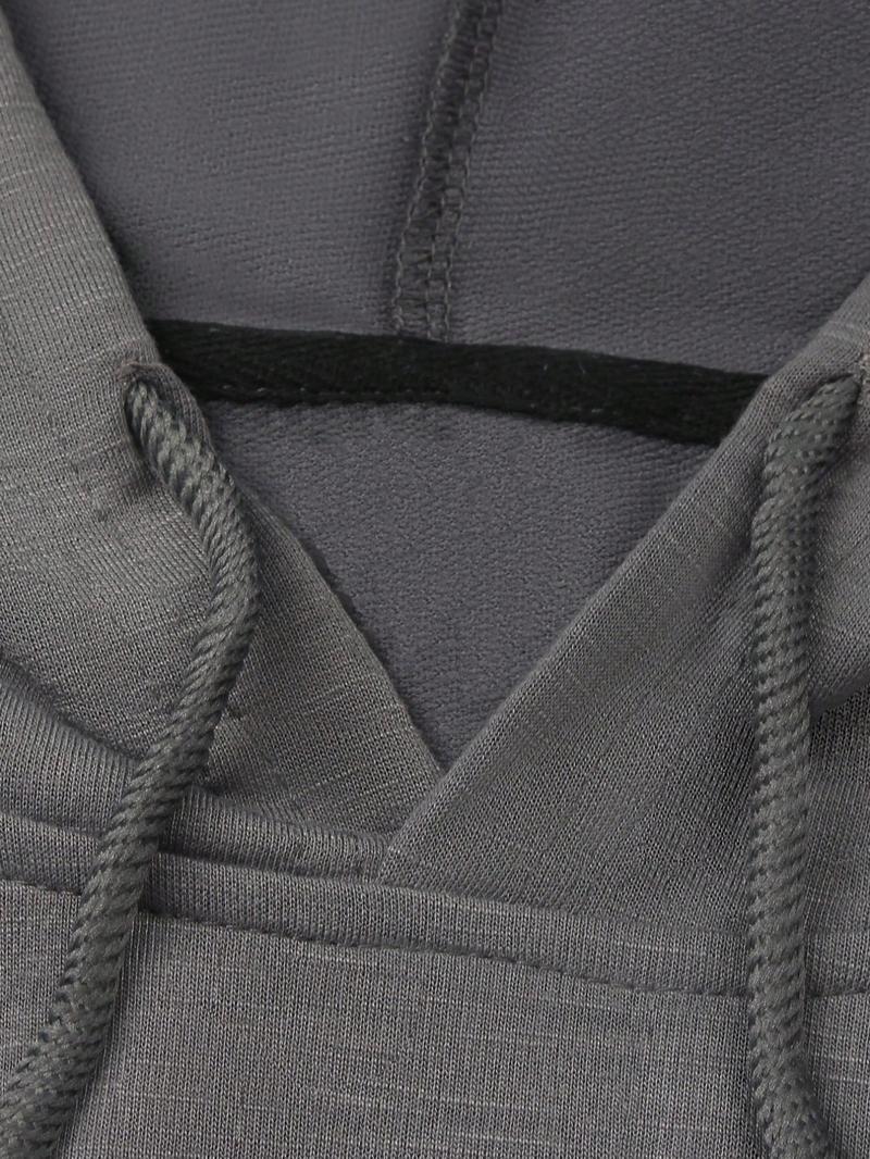 Men's Regular Fit Patched Drawstring Hoodie, Casual Fitted Long Sleeve Contrast Binding Sweatshirt for Spring & Fall, Fashion Men's Clothes for Daily Wear