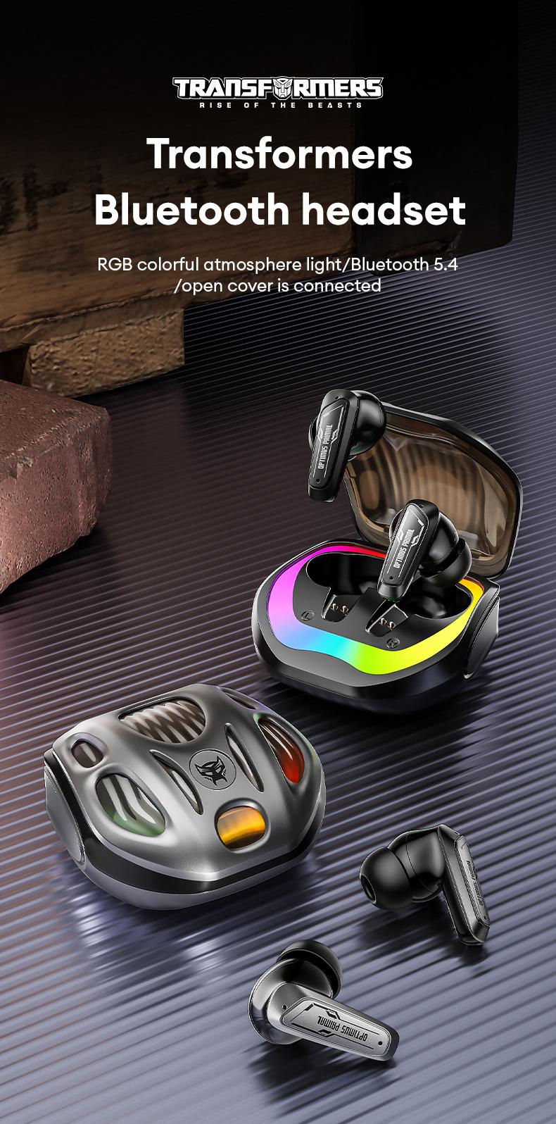 Transformers T35 Wireless Bluetooth Headphones Newly Bluetooth 5.4 Headphones RGB Color Atmosphere Light 360°Stereo Surround Sound Up to 36 Hours Battery Life