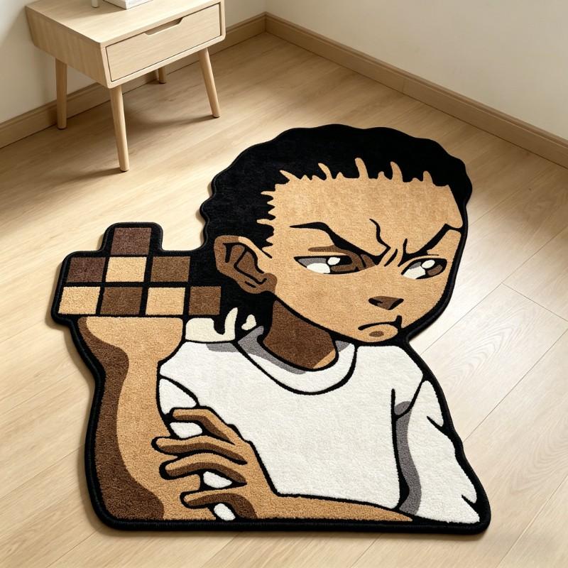 Cartoon Boy Arm Hugging Shape Rug, Creative Street Style Artistic Minimalist Washable Plush Carpet, Home Decor for Living Room Bedroom