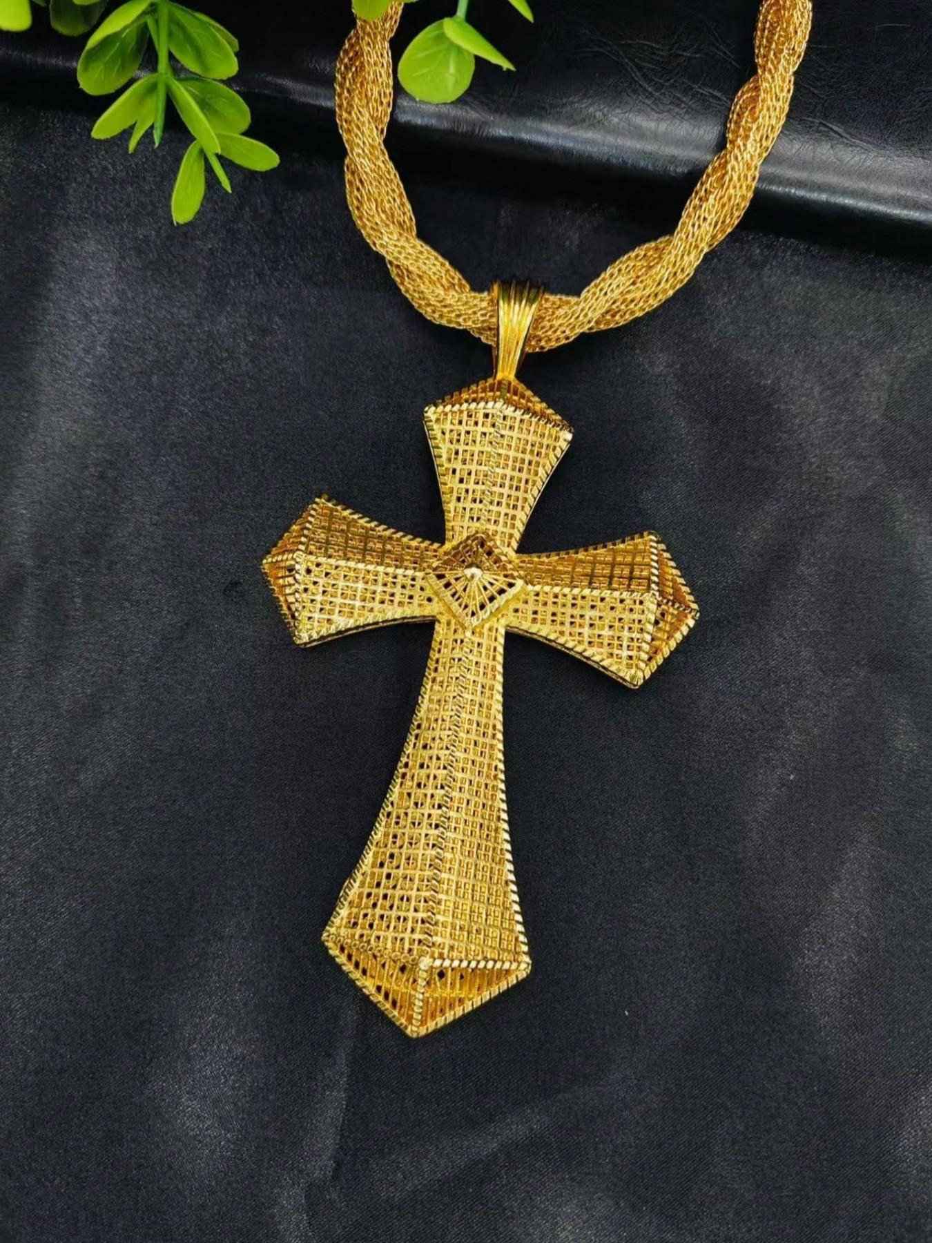 Fashion Women's Cross Pendant Necklace, Cross Chain Design, Chain Necklaces, Ethnic Pattern, Party Style, All Seasons, Zinc Alloy Chain, Wedding Anniversary Gift