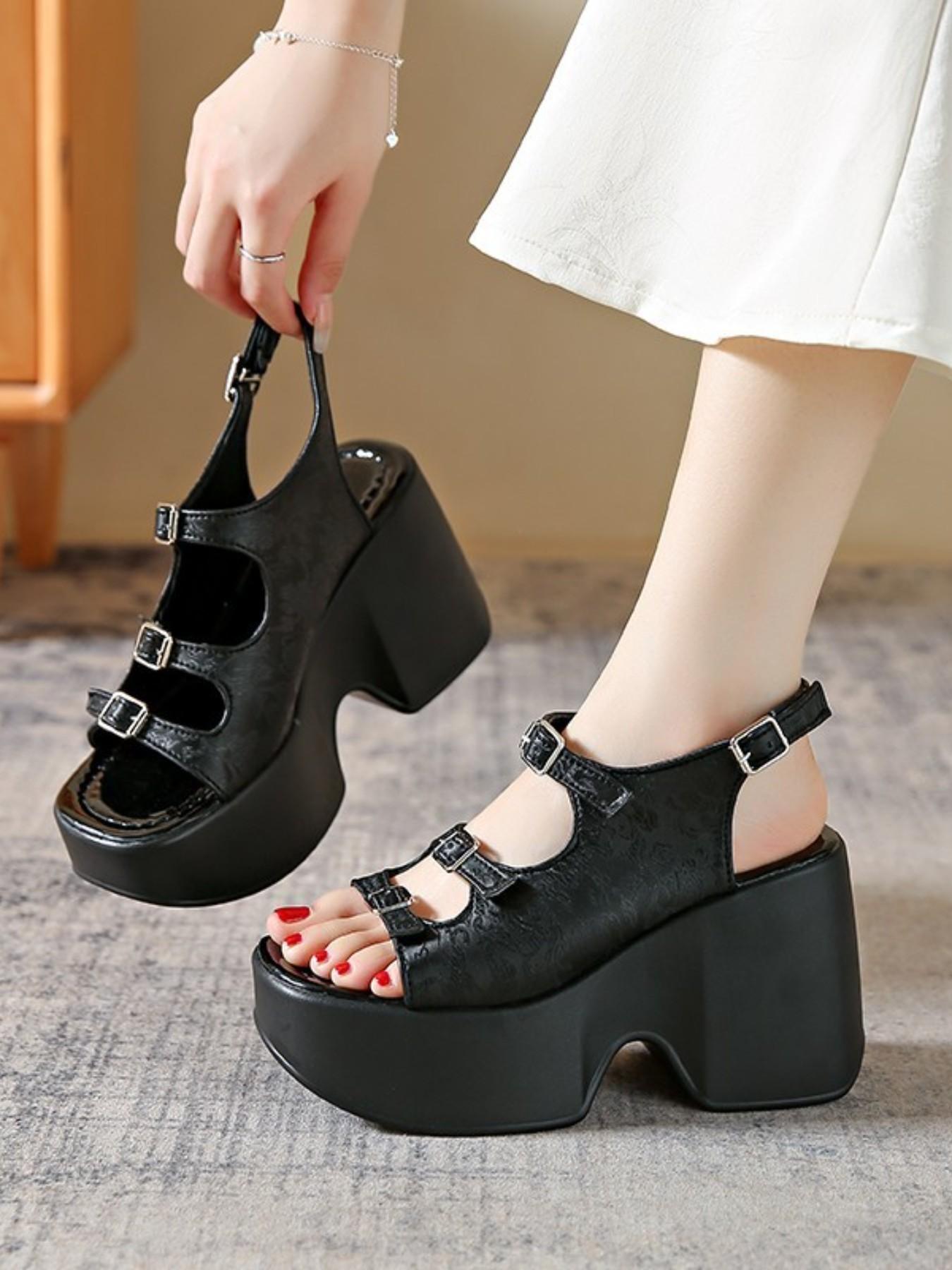 New Traditional Chinese Style Embroidered Shoe Face, Vintage Three Buckle Design, Ultra High Waterproof Thick Sole, Multiple Colors Available