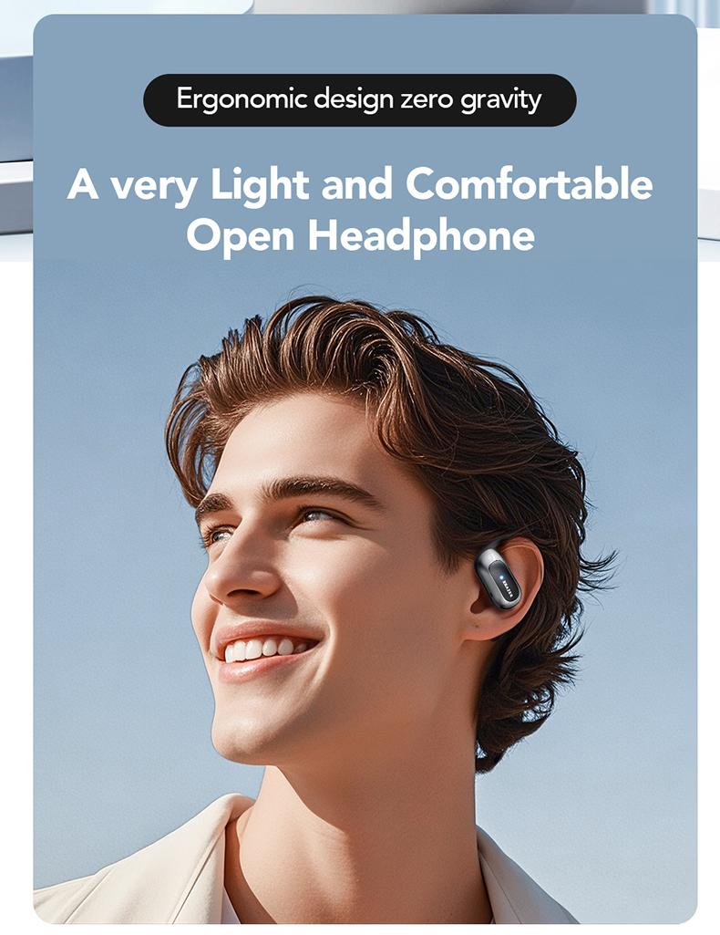 ERAZER X5 OWS Open-Ear Headphones, Ear Hooks Design , Wireless Earbuds, With HD Mic, Waterproof, Power Digital Display, 24H Playtime, Bluetooth 5.4 Earbuds, Gaming with Low Latency