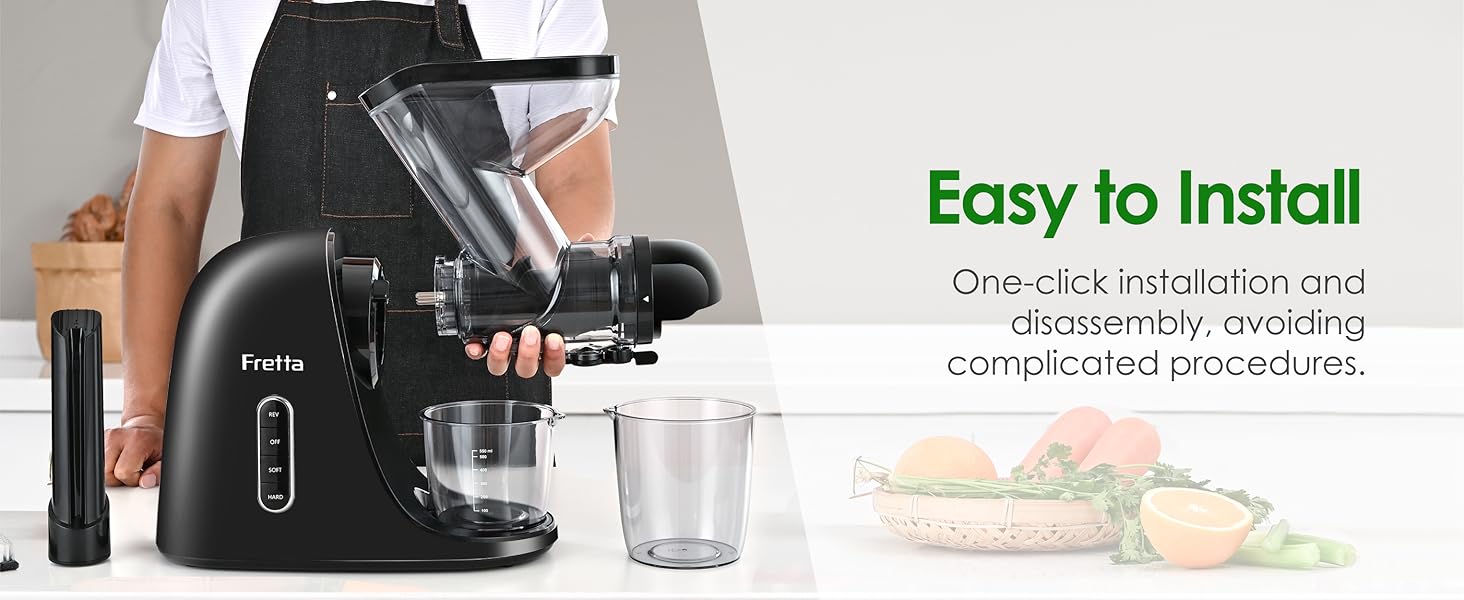 Cold Pressed Juicer Machines, Masticating Slow Juicer with 3-inch Wide Feed Chute, Celery Juicer, Juice Extractor with Dual Speed Mode, BPA-Free