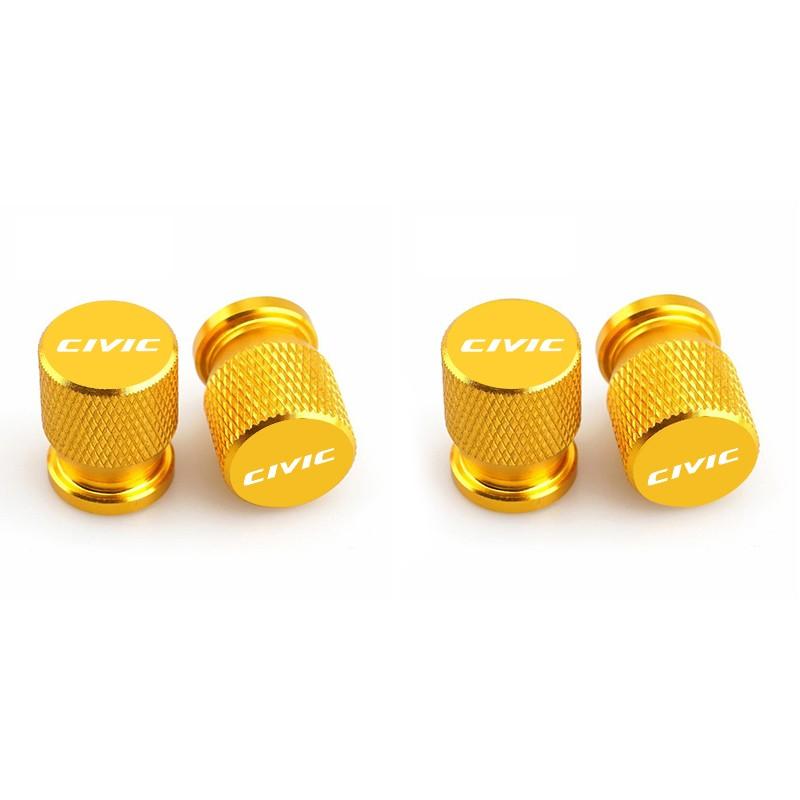 4pcs Aluminum Car Wheel Tire Valve Caps, Waterproof Tyre Rim Stem Covers, for Honda Civic Accord, Jazz, Pilot, Crv, Odyssey, Passport, City, Huttler, Hrv, Vezel