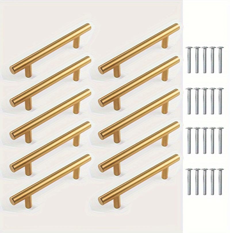 15-Pack Gold Stainless Steel Cabinet Handles - 5.9 Inch Brushed Arched Handles, Suitable for Kitchen Drawers, Includes Screws