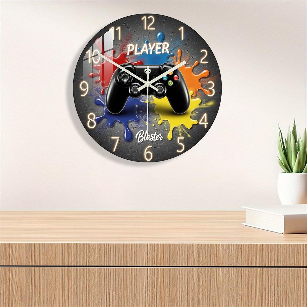 Game Controller Theme Acrylic Wall Clock, Silent Movement, Home Decor, Gaming Room, Perfect Gift for Gamers, Birthday, Halloween, Easter, Christmas