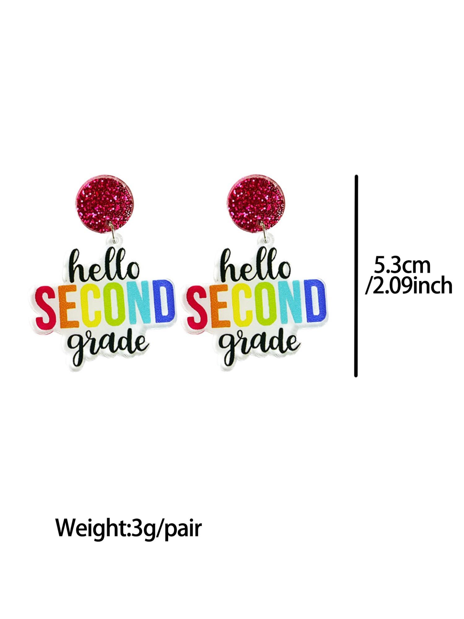 European and American Style Teacher Drop Earrings, Colorful Simple Text Sparkling Student Ear Rings, All Seasons Preppy Fashion Jewelry