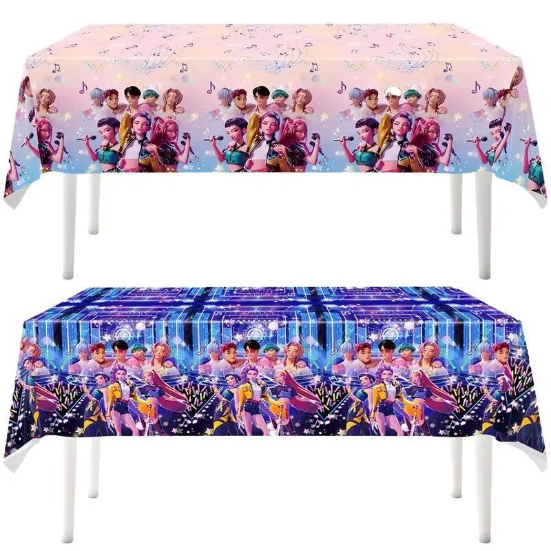 Hunter Girl Party Tablecloth, K-Pop Fan Waterproof Disposable Table Cover, Party Decorations, Birthday & Event Supplies, Perfect Gift