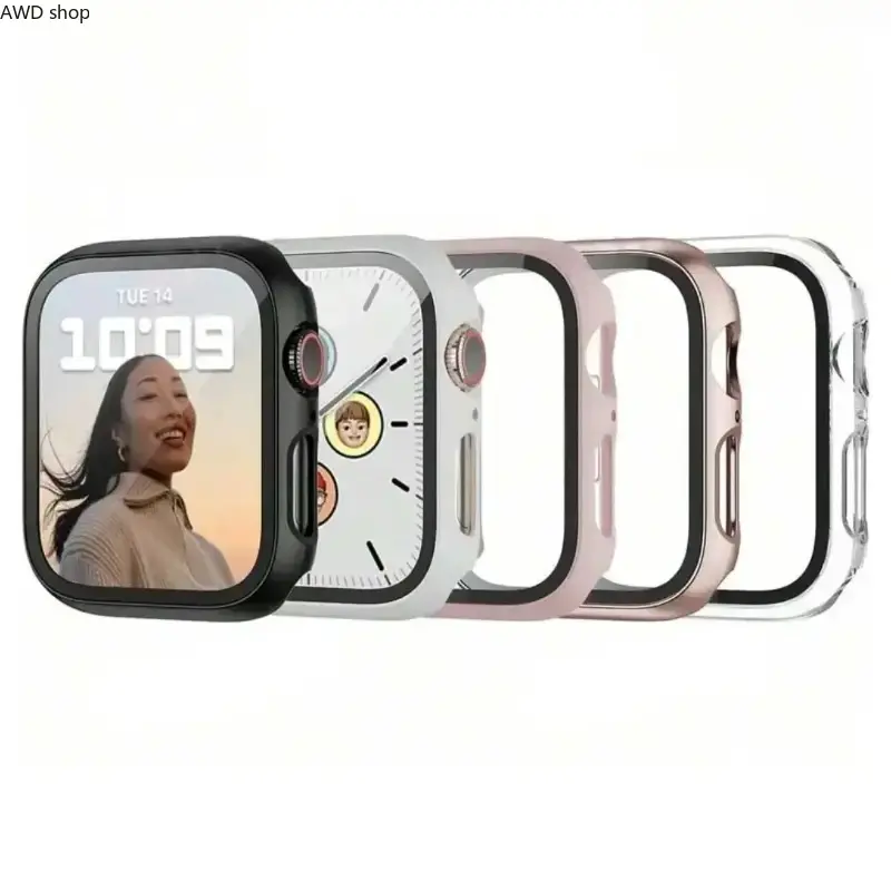 5‑Pack 2‑in‑1 Apple Watch Bumper Case with Tempered Glass Screen Protector, Full Coverage Shockproof Anti‑Scratch Frame Cover, Multi‑Color Protective Smart Watch Accessory for Daily Use Digital Protection