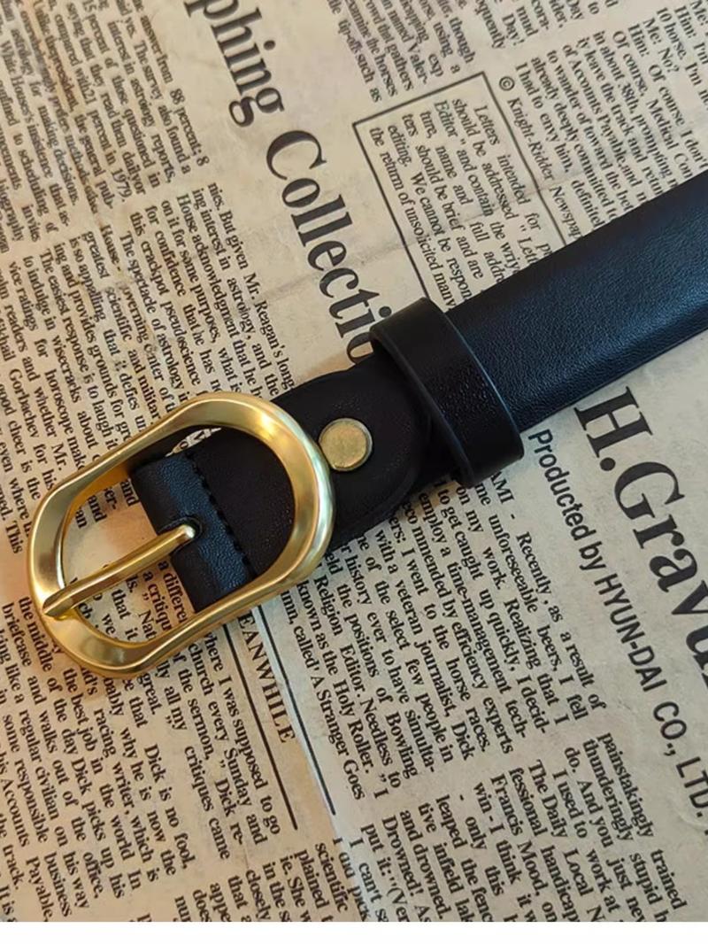 Women's PU Belt, Solid Color Strap and Alloy Buckle, Fashionable Classic Accessory, Suitable for Daily Use, All Seasons