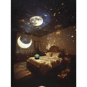 1pc Aurora Starry Sky Projection Light, Silver Hebei Aurora Starry Sky USB Projector Light, With Remote Control, Featuring 14 Different Lighting Effects Of LED Lights For The Milky Way, Starry Sky, And Aurora, Suitable For Room And Home Dec