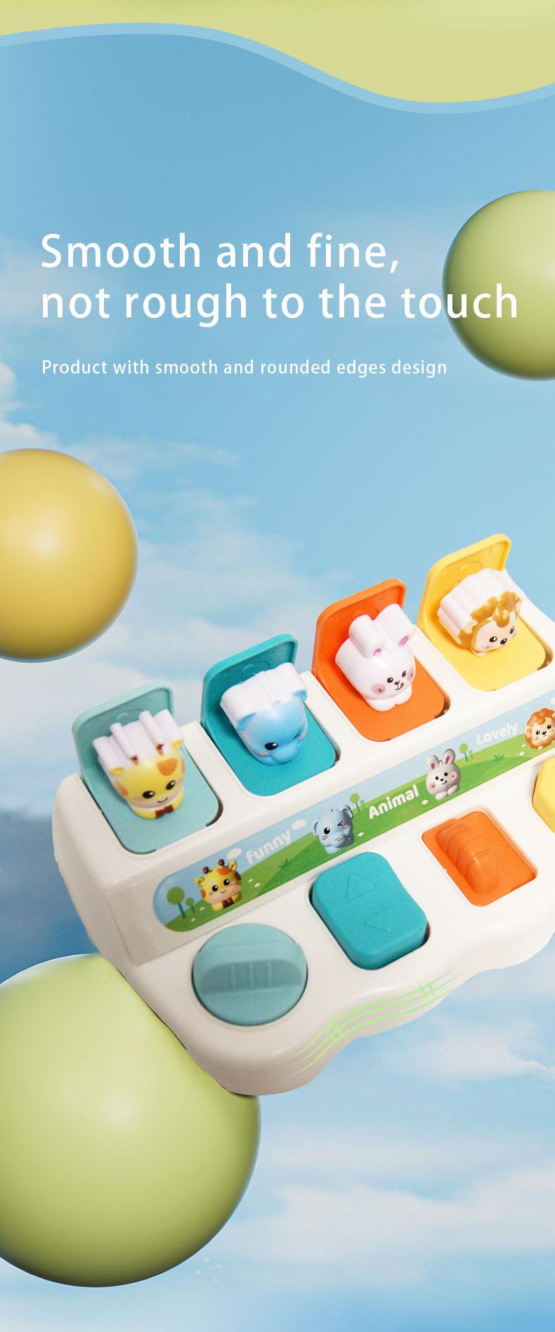 Baby Pop-Up Animal Toy with Buttons, Cause and Effect Toy for Logic and Memory Training, Interactive Montessori Toy for Kids