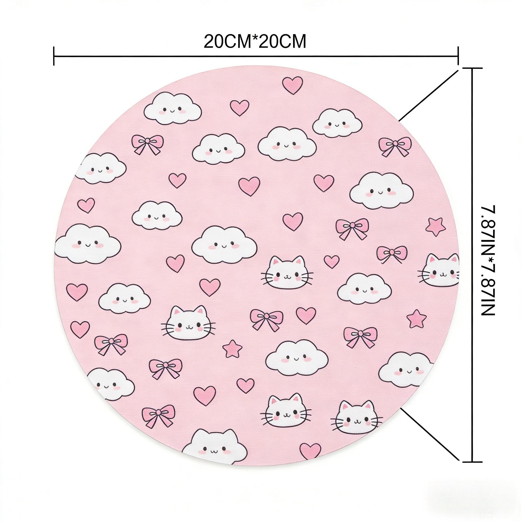Fashion Cloud Round Mouse Pad, Anti-Slip Rubber Base, Gaming Mouse Pad, Office Desk Mat, Gift for Girls and Women, 7.87 Inches