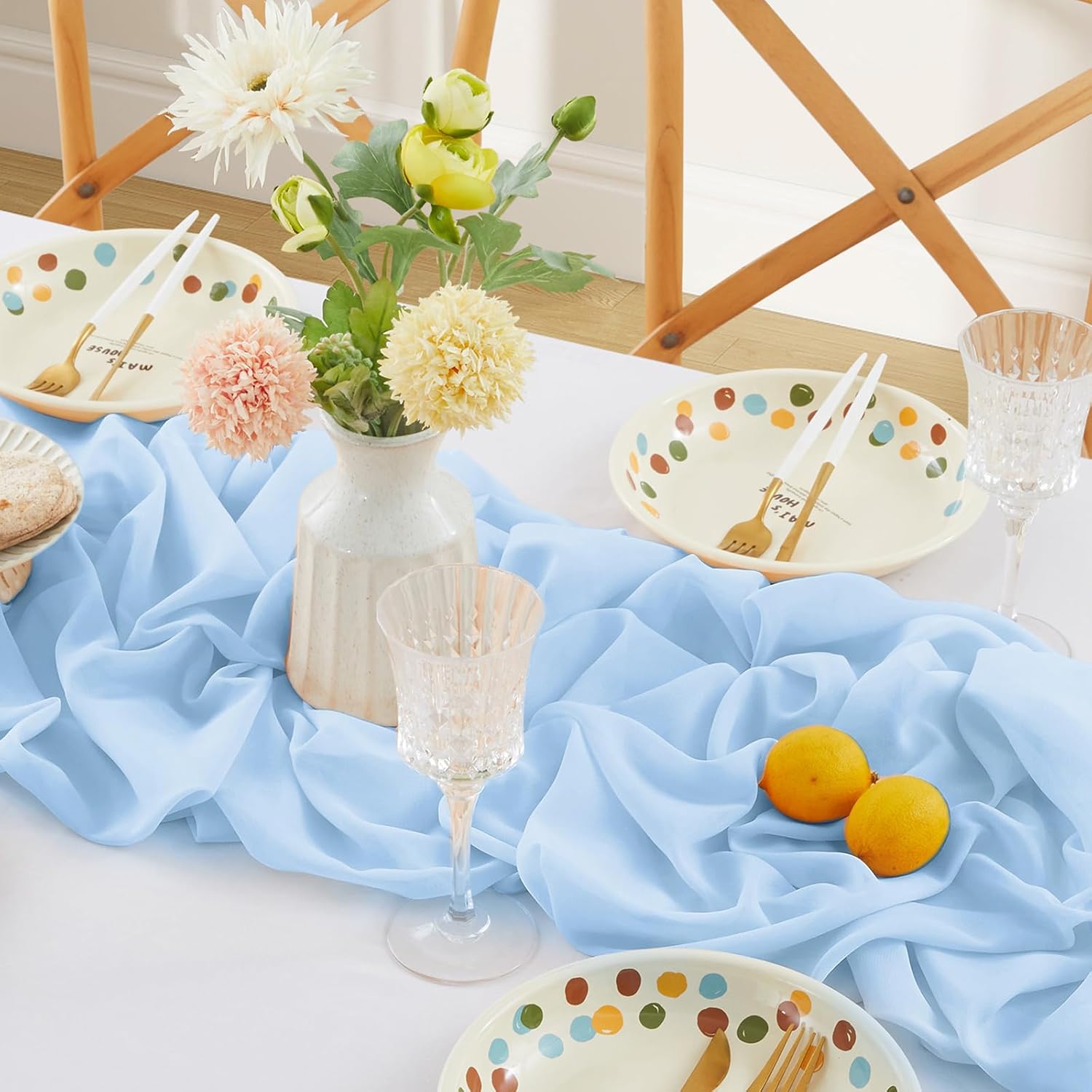 Solid Color Table Runner, Modern Simple Chiffon Table Runner, Decorative Tablecloth for Home Kitchen Dining Room Wedding Party