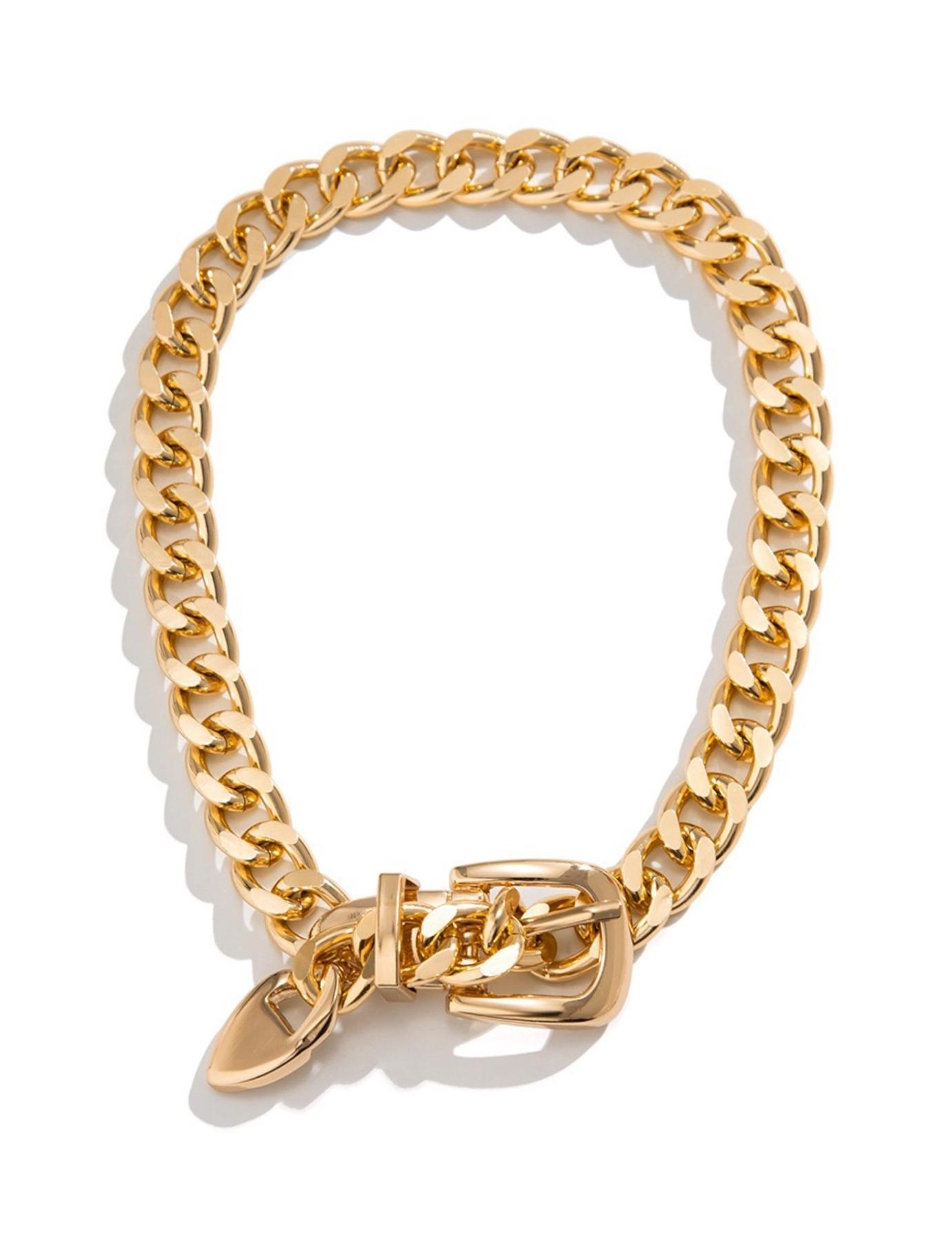 Punk Style Alloy Buckle Chain Necklace for Women, Party Street Fashion, Unique Clavicle Chain, Daily Wear Accessory, Trendy Neckpiece