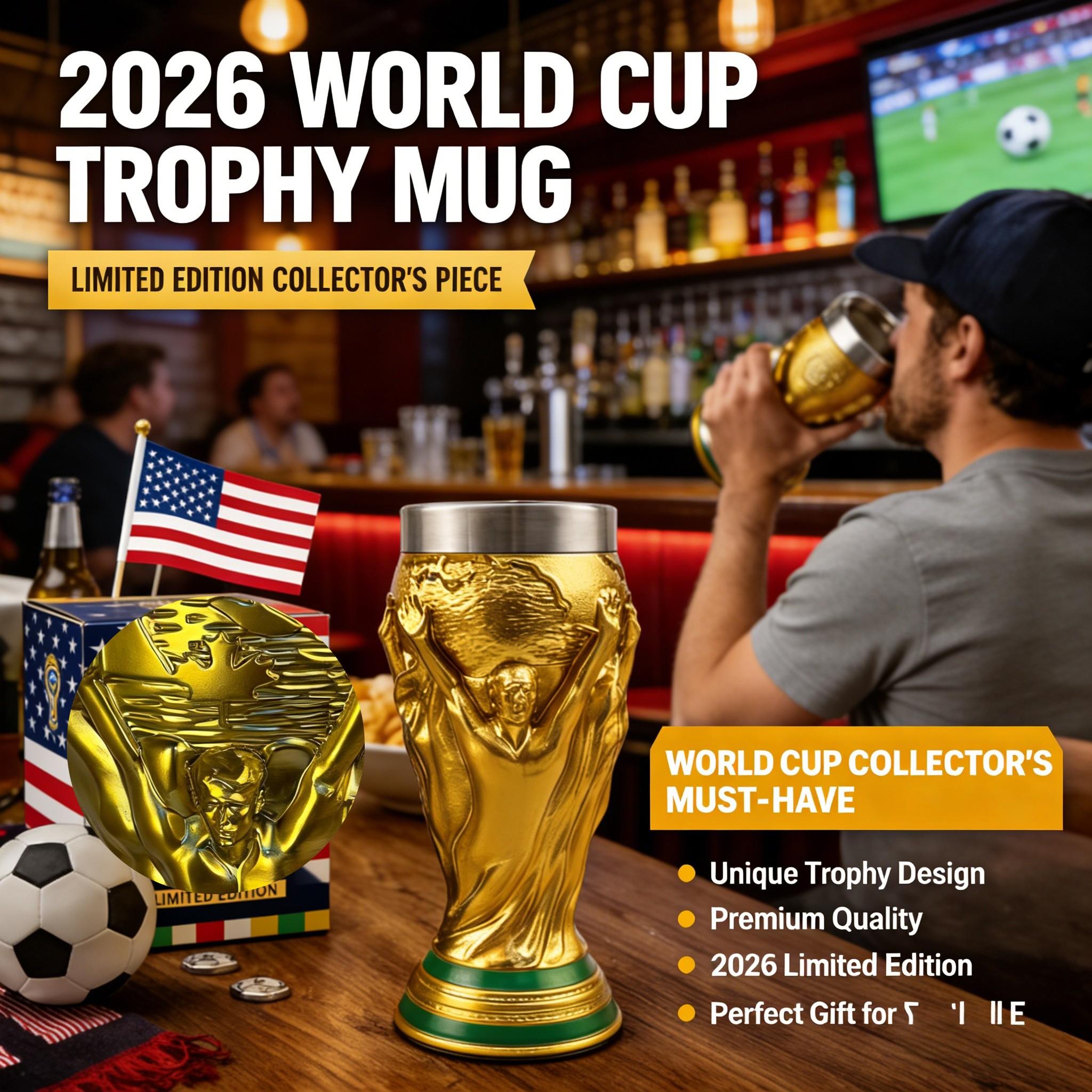 2026 Summer Soccer Award Wine Glass, Collectible Decor for Us-Canada-Mexico Fans, Durable Trophy Shape, Perfect Gift for Sports Enthusiasts