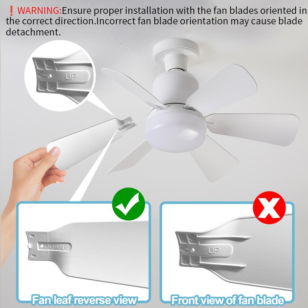 20.5" E27 Socket Ceiling Fan Light 30W-3-Speed Dimmable LED Fan Light,Remote Control for Kitchen Garage Workshop