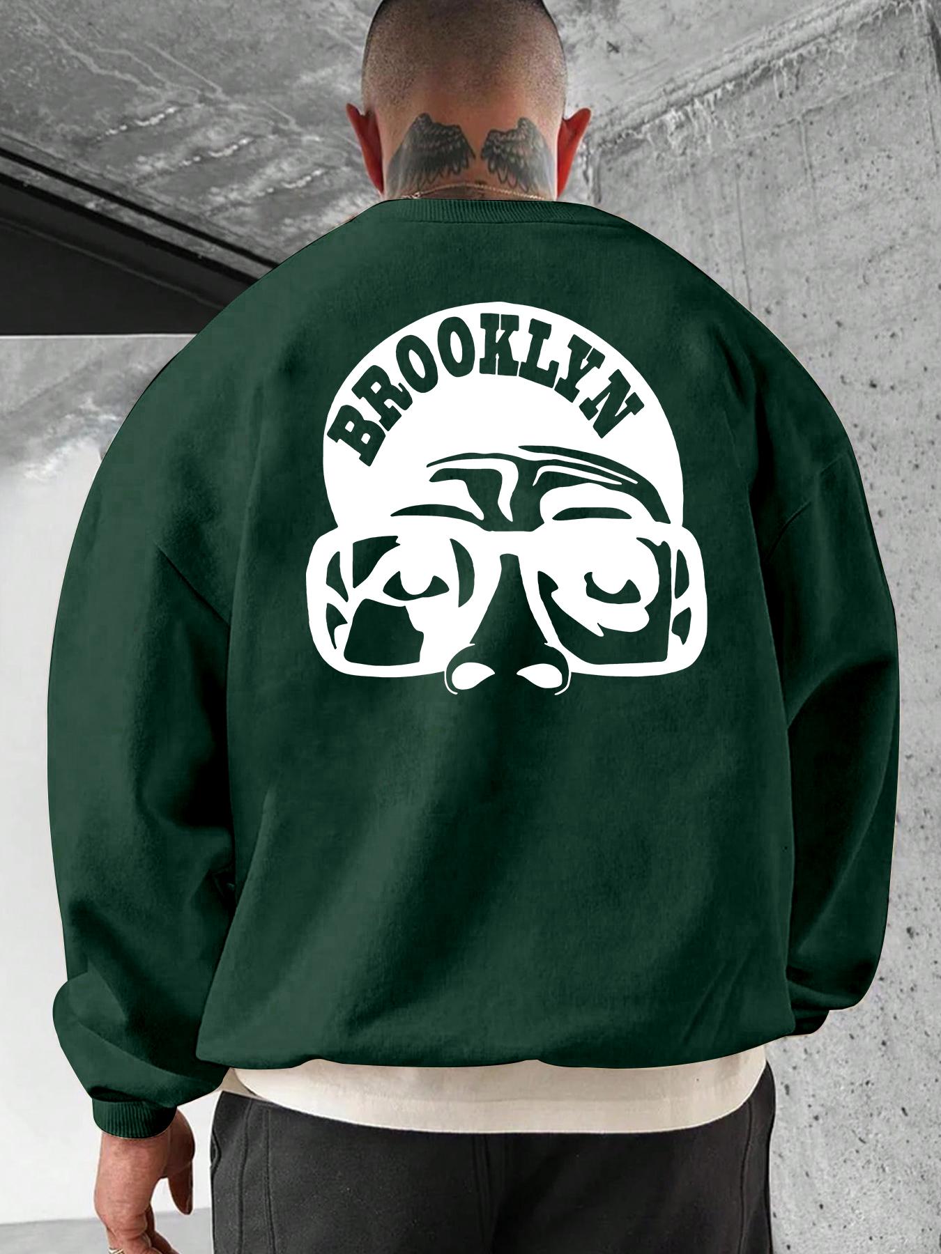 Men's Regular Fit Cartoon & Letter Print Drop Shoulder Sweatshirt, Casual Soft Comfy Long Sleeve Round Neck Pullover for Fall & Winter, Men's Clothes for Daily Wear